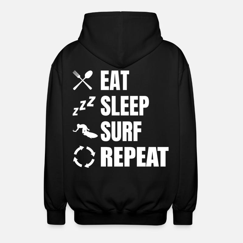 Eat Sleep Surf Repeat - Unisex Kapuzenjacke - Schwarz