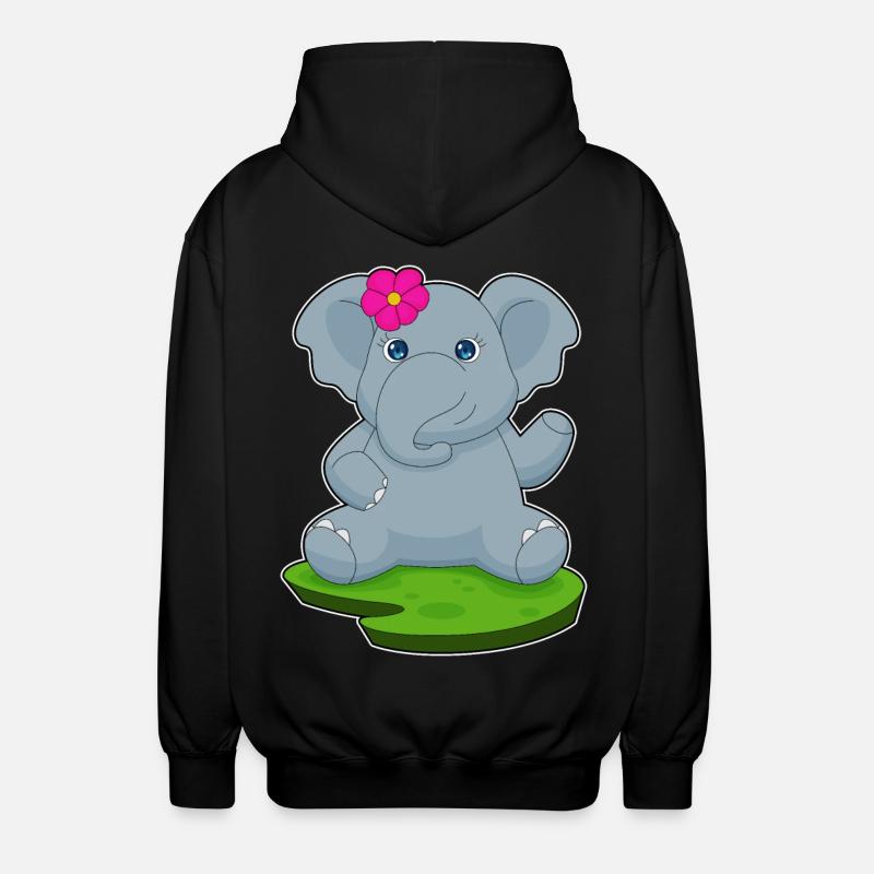 Elefant Blume - Unisex Kapuzenjacke - Schwarz