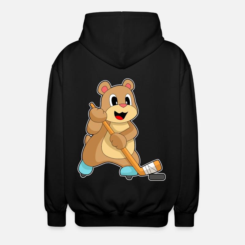 Bär Eishockey Eishockeyschläger - Unisex Kapuzenjacke - Schwarz