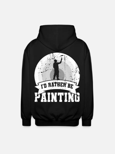 I'd rather paint - Unisex Hooded Jacket - black