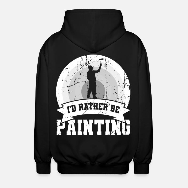 I'd rather paint - Unisex Hooded Jacket - black