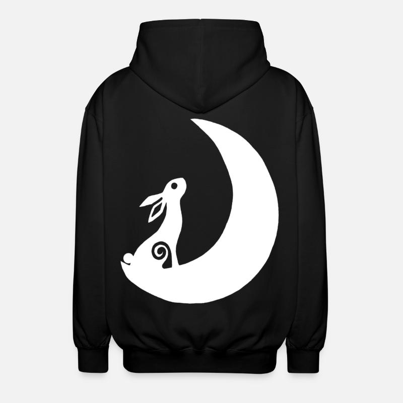 A rabbit on the moon - Unisex Hooded Jacket - black
