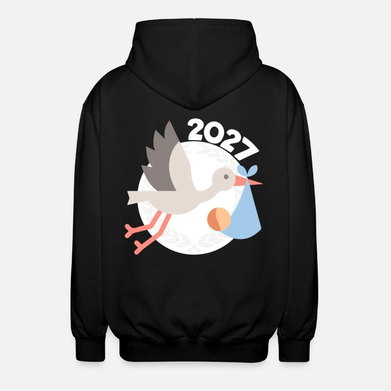 Cigogne avec bébé 2027 - Veste à capuche unisexe - noir