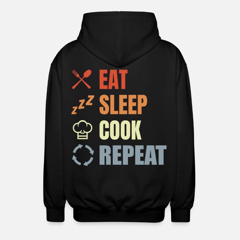 Manger, dormir, cuisiner, répéter - Veste à capuche unisexe - noir