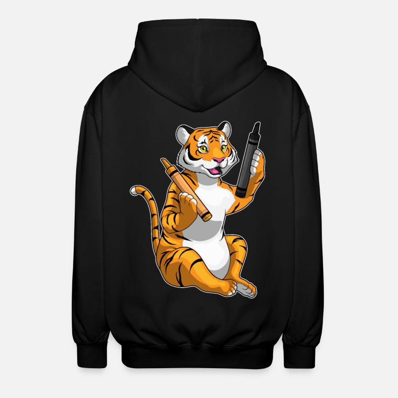 Tiger Schüler Buntstift Schule - Unisex Kapuzenjacke - Schwarz