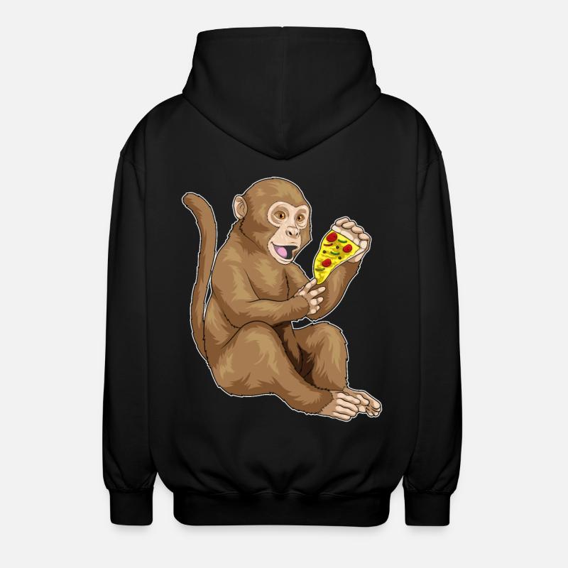 Affe Pizza - Unisex Kapuzenjacke - Schwarz