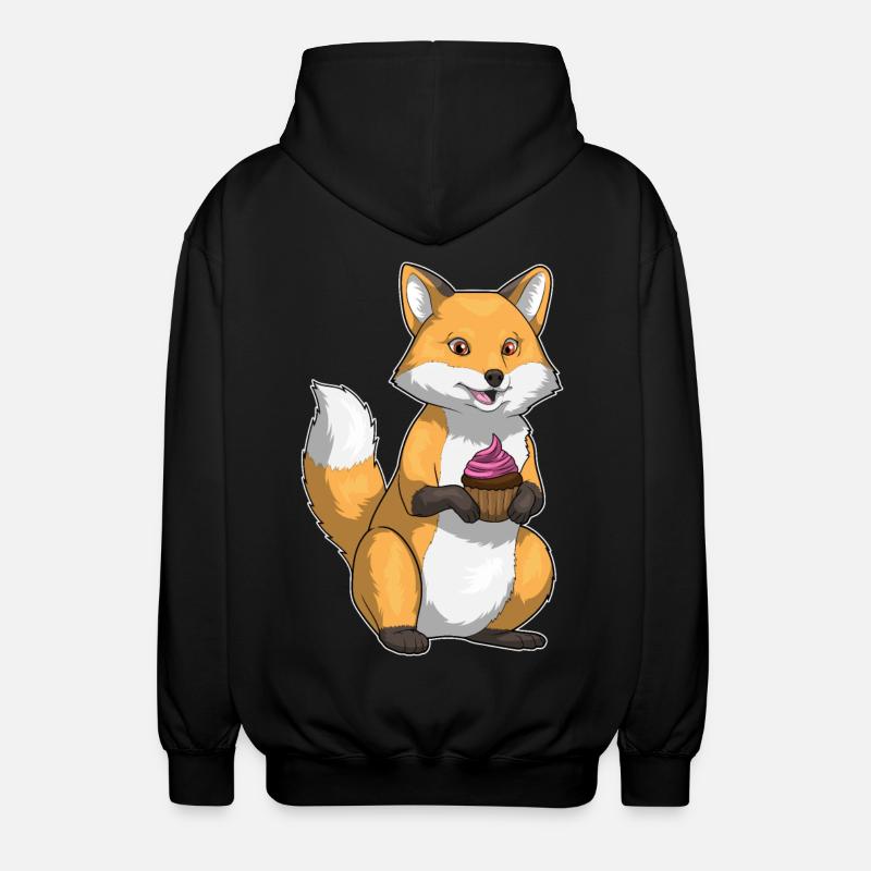 Fox Birthday Cupcake - Unisex Hooded Jacket - black