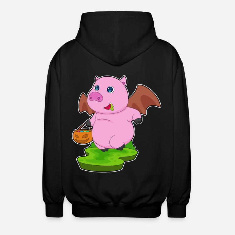 Cochon Halloween Bat - Veste à capuche unisexe - noir