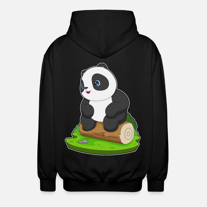 Panda Baumstamm - Unisex Kapuzenjacke - Schwarz