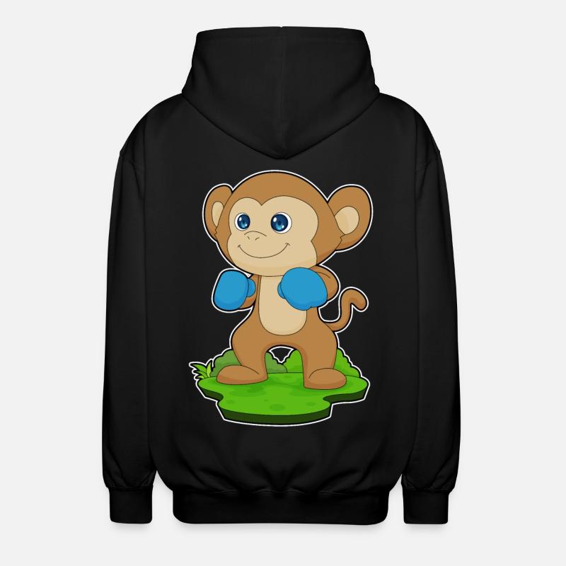 Affe Boxer Boxhandschuhe Boxen - Unisex Kapuzenjacke - Schwarz