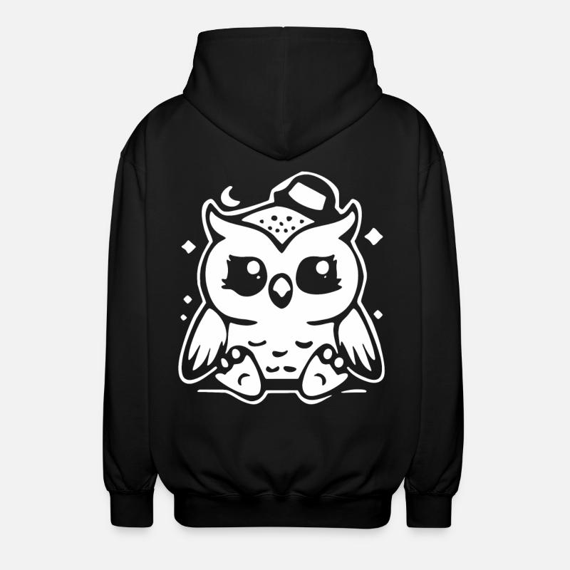 Niedliche Eulenfigur mit Hut - Unisex Kapuzenjacke - Schwarz