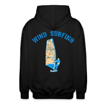 Windsurfer - Unisex Kapuzenjacke - Schwarz - Hinten - AI Model Male 185 light (185cm)