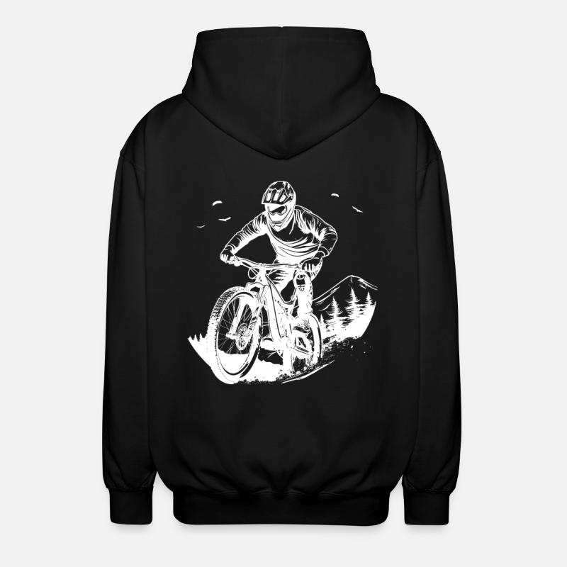 Mountain Biking Sketch - Unisex Hooded Jacket - black
