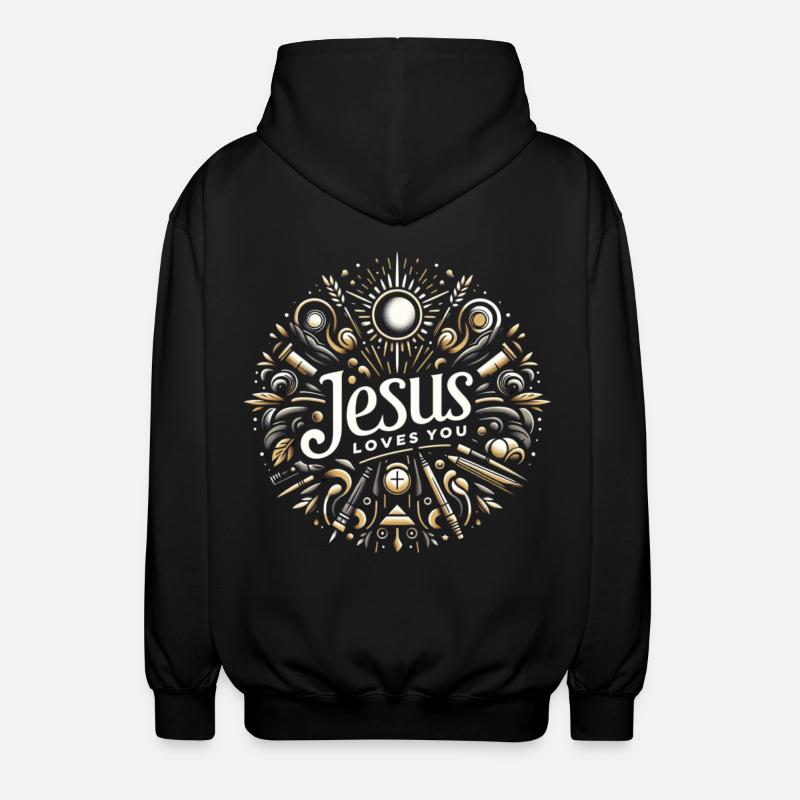 Emblème de Jésus t’aime - Veste à capuche unisexe - noir