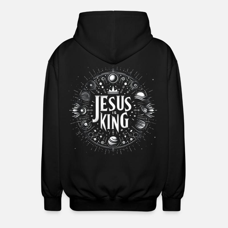 Jesus is King Circle Design - Unisex Hooded Jacket - black