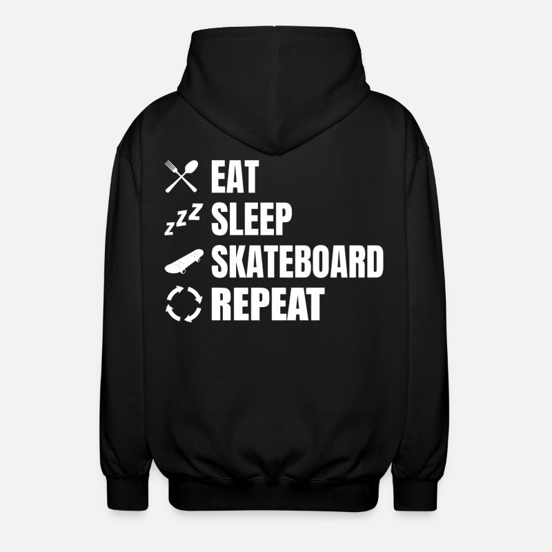 Eating, sleeping, skateboarding, repeating - Unisex Hooded Jacket - black