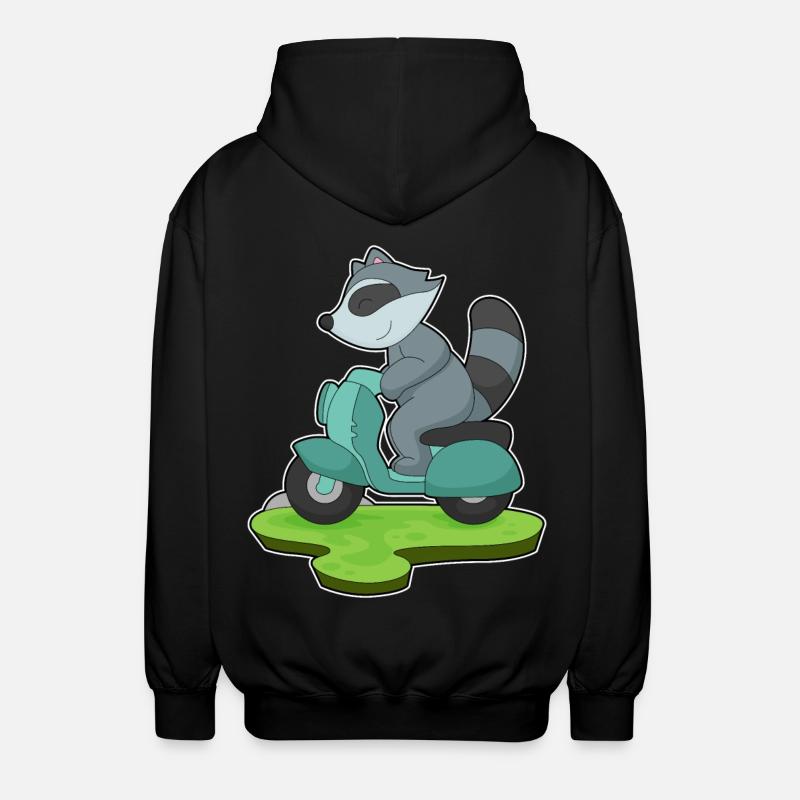 Waschbär Motorroller - Unisex Kapuzenjacke - Schwarz