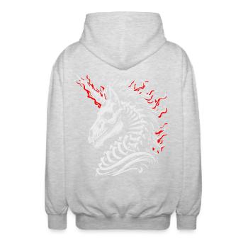 Flammendes Skelettross - Unisex Kapuzenjacke - Hellgrau meliert - Hinten - AI Model Male 185 light (185cm)