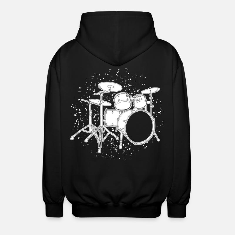 Dessin du kit de batterie - Veste à capuche unisexe - noir