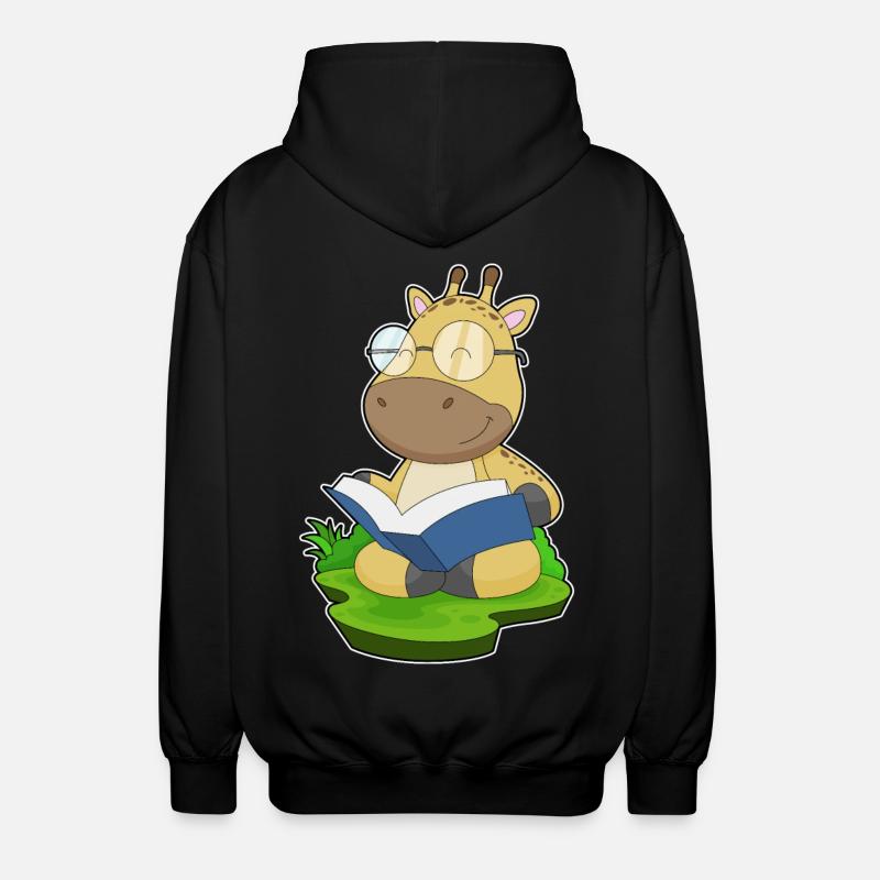 Giraffe Nerd Buch - Unisex Kapuzenjacke - Schwarz