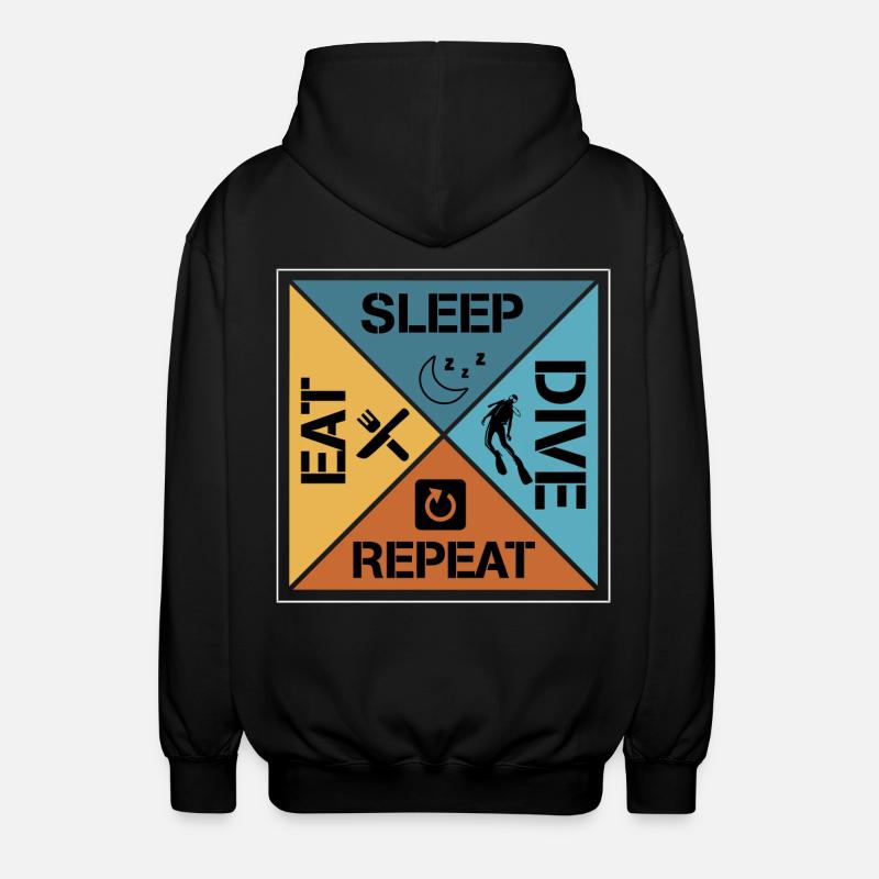 Eat sleep dive repeat - Unisex Kapuzenjacke - Schwarz