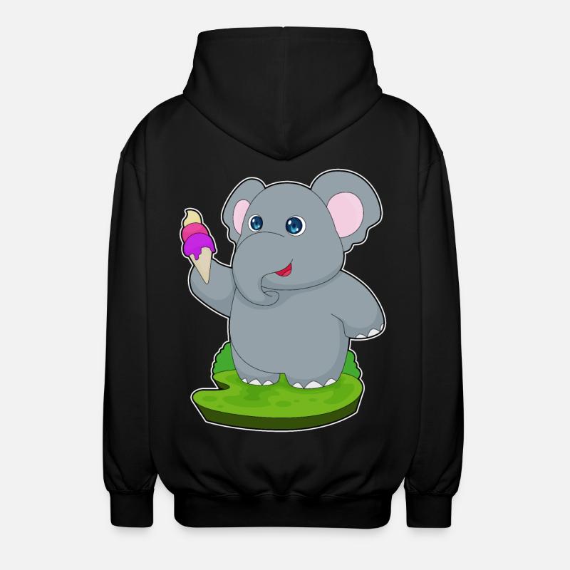Elefant Waffeleis - Unisex Kapuzenjacke - Schwarz