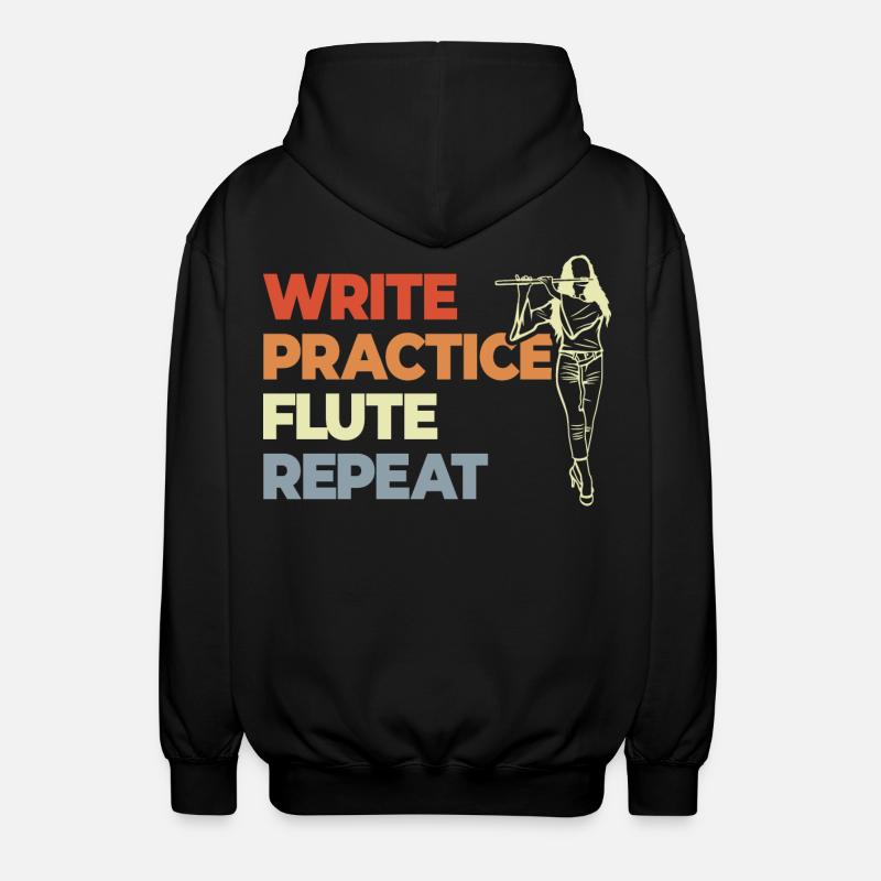 Write Practice Flute Repeat - Unisex Hooded Jacket - black