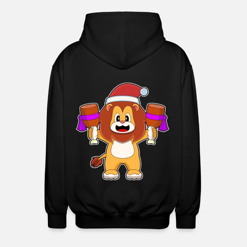 Löwe Weihnachten Fleisch - Unisex Kapuzenjacke - Schwarz