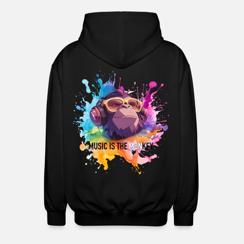 Musik ist der Monkey Wortwitz - Unisex Kapuzenjacke - Schwarz