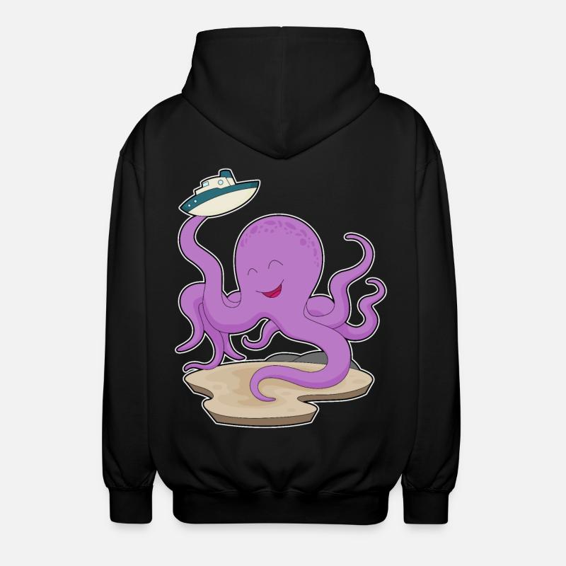 Octopus Toy Boat - Unisex Hooded Jacket - black