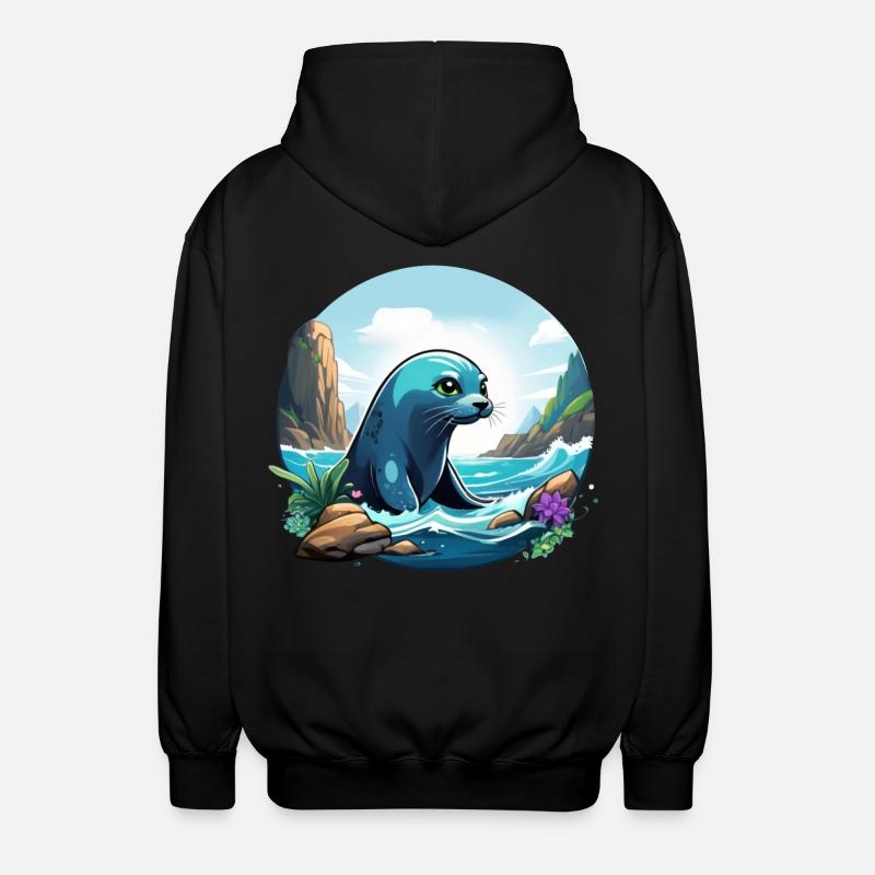 Phoque sur la côte - Veste à capuche unisexe - noir