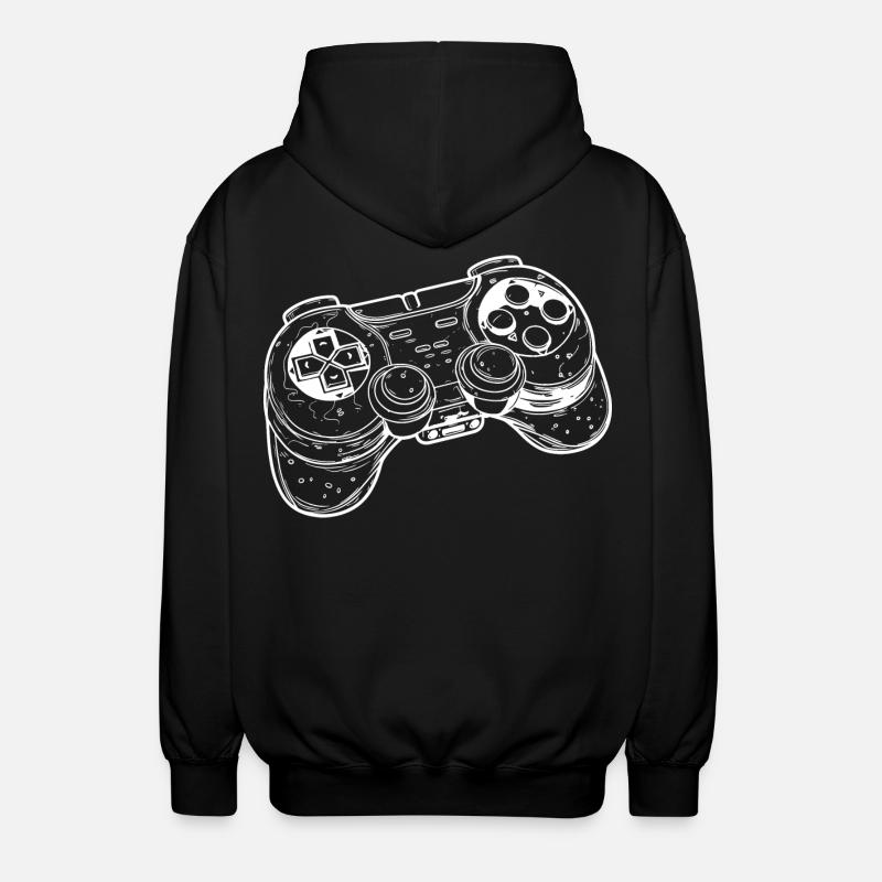 Video Game Controller Drawing - Unisex Hooded Jacket - black