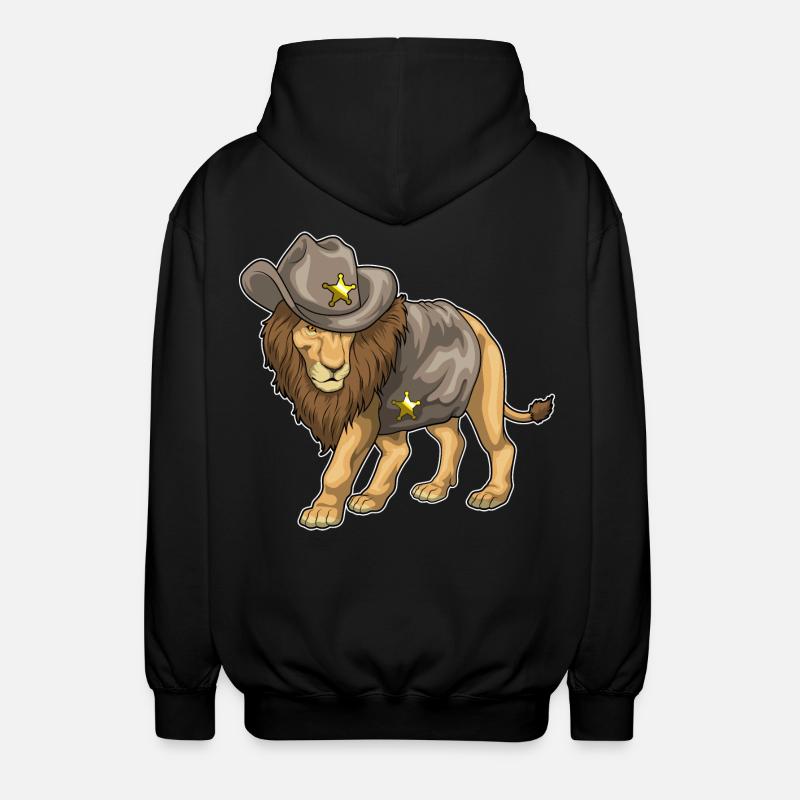 Lion Sheriff Sheriff's Hat - Unisex Hooded Jacket - black