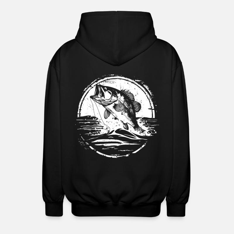 Fisch Zeichnung - Unisex Kapuzenjacke - Schwarz