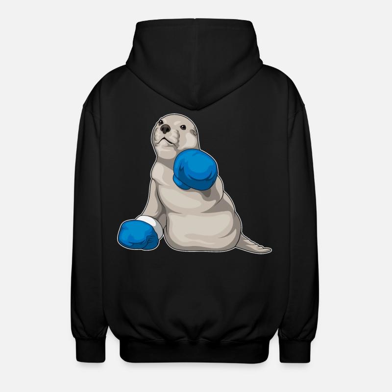 Seehund Boxer Boxhandschuhe Boxen - Unisex Kapuzenjacke - Schwarz