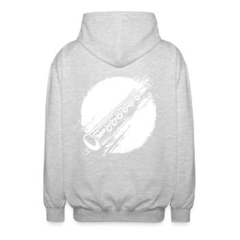 Flûte graphique - Veste à capuche unisexe - gris clair chiné - Dos - AI Model Male 185 light (185cm)