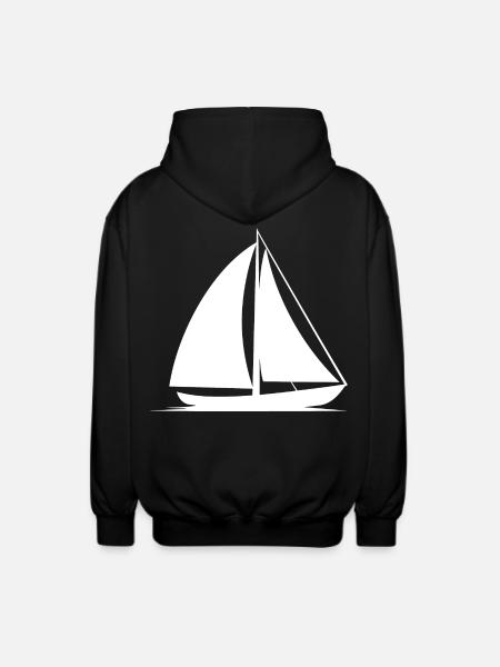 Sailboat Line Art - Unisex Hooded Jacket - black