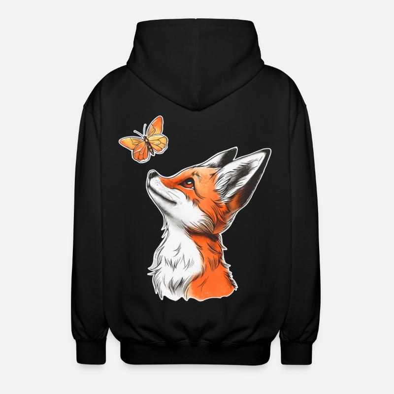 Renard avec papillon - Veste à capuche unisexe - noir