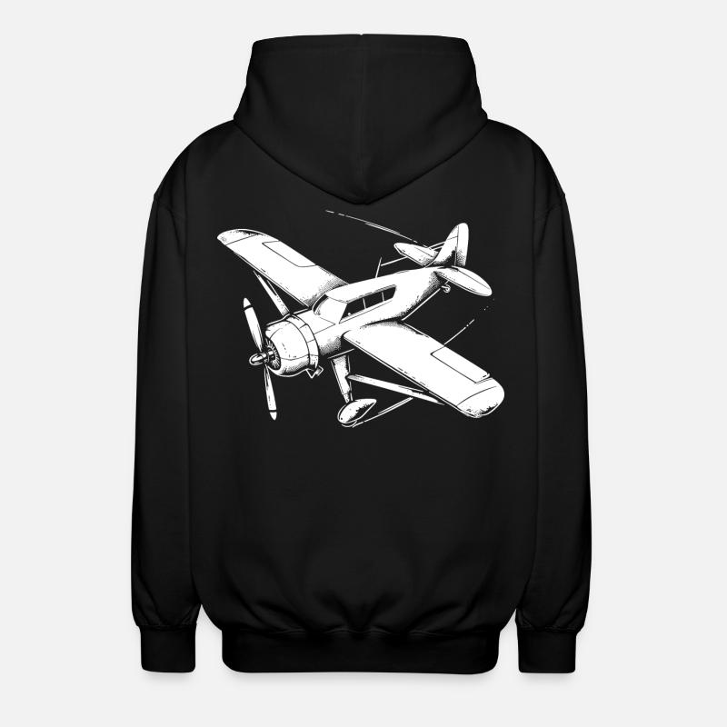 Propellerflugzeug Zeichnung - Unisex Kapuzenjacke - Schwarz