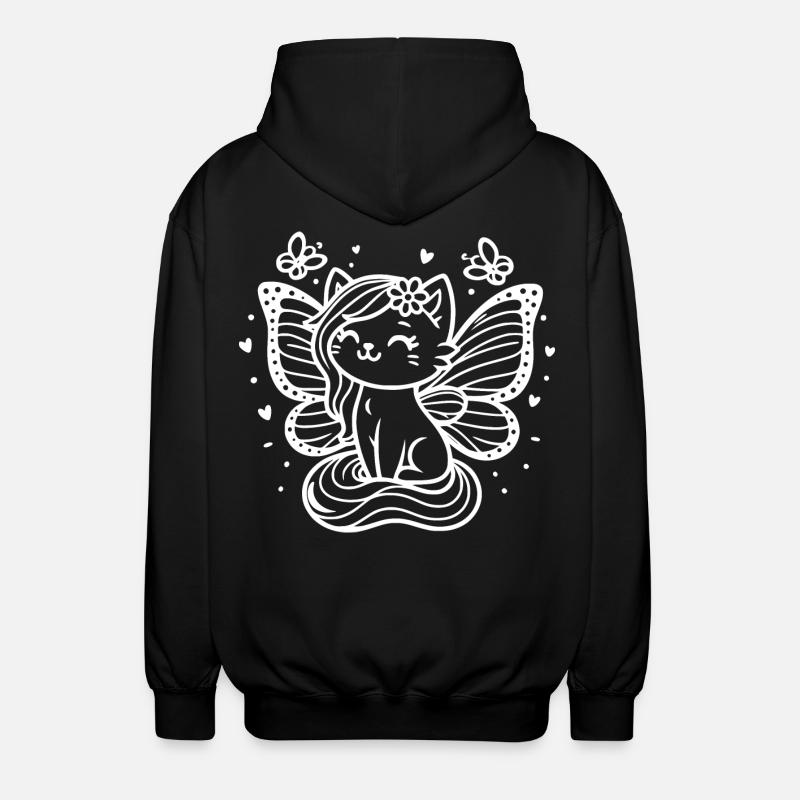 Chat ailé (blanc) - Veste à capuche unisexe - noir