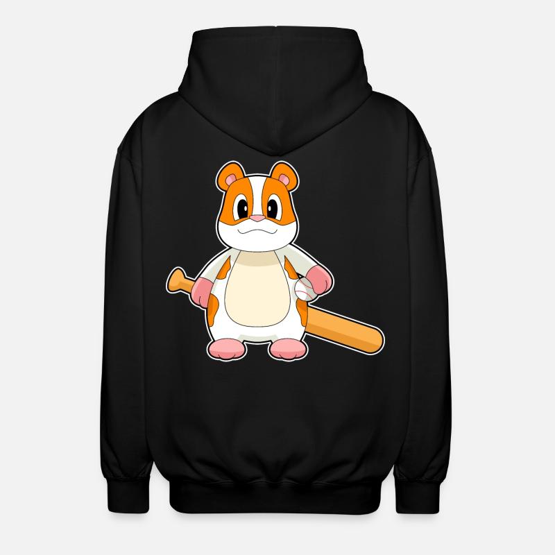 Hamster Baseball Baseballschläger - Unisex Kapuzenjacke - Schwarz