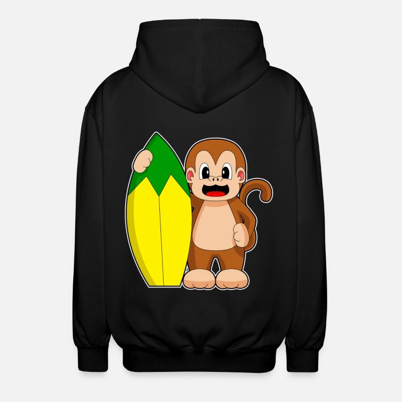 Monkey Banana Surfing - Unisex Hooded Jacket - black