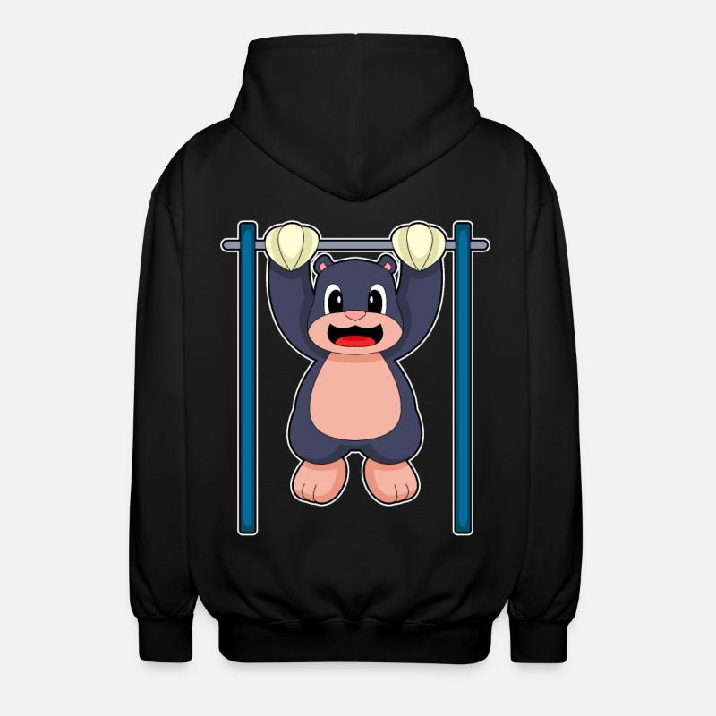 Mole Bodybuilder Pull-ups Bodybuilding - Unisex Hooded Jacket - black