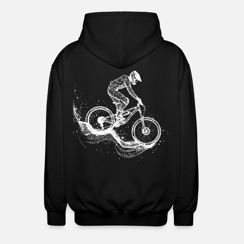 Mountain Biking Drawing - Unisex Hooded Jacket - black