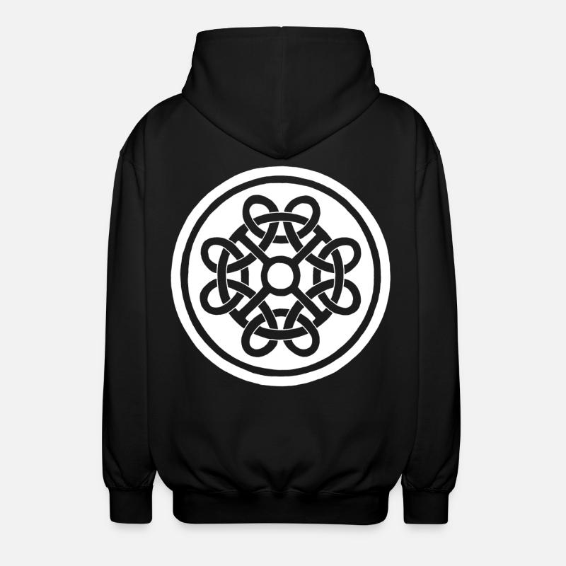 Celtic flower and white talisman - Unisex Hooded Jacket - black