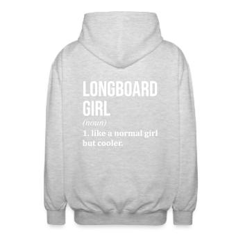 Longboard - Unisex Kapuzenjacke - Hellgrau meliert - Hinten - AI Model Male 185 light (185cm)