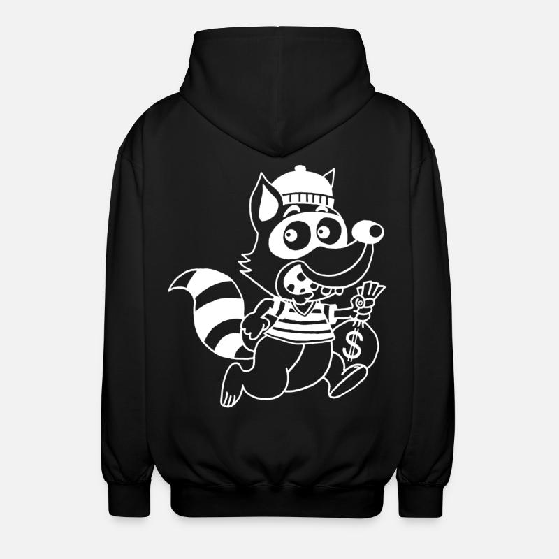 Dieb Waschbär (Weiß) - Unisex Kapuzenjacke - Schwarz