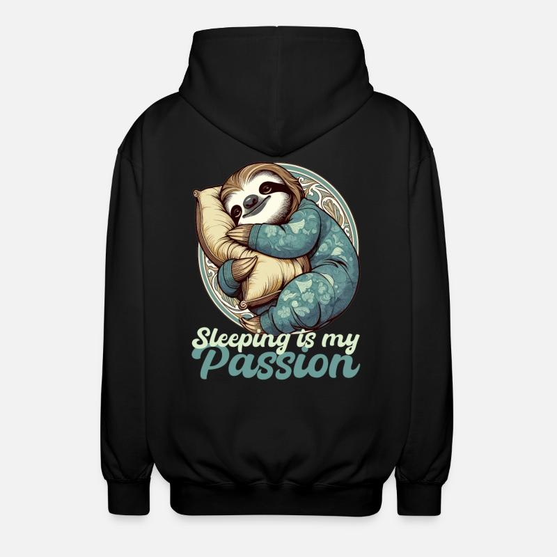 Sloth Sleeping Passion Gift - Unisex Hooded Jacket - black