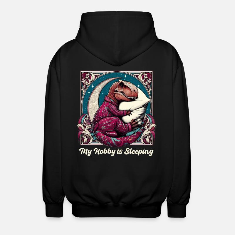 T-Rex Sleeping Hobby Cadeau - Veste à capuche unisexe - noir