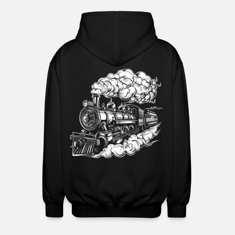 Graphiques de locomotives à vapeur - Veste à capuche unisexe - noir